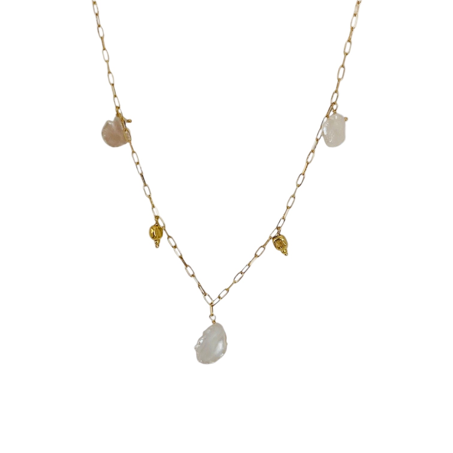 Colar Pearl Charm com Pedras Naturais